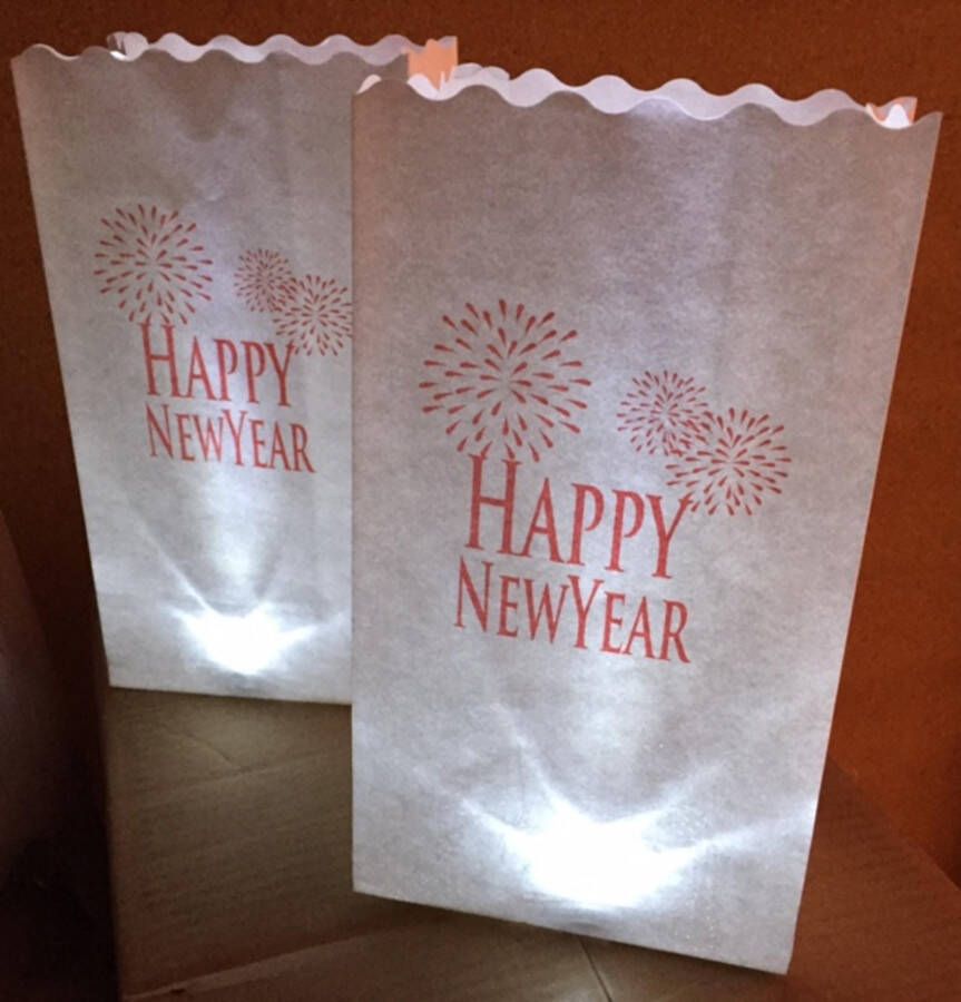 Wensballon Candle Bag Happy New Year (10 stuks)