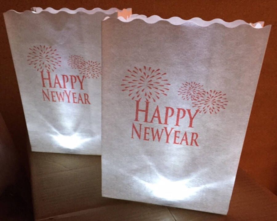 Wensballon Candle Bag Midi Happy New Year (10 stuks)