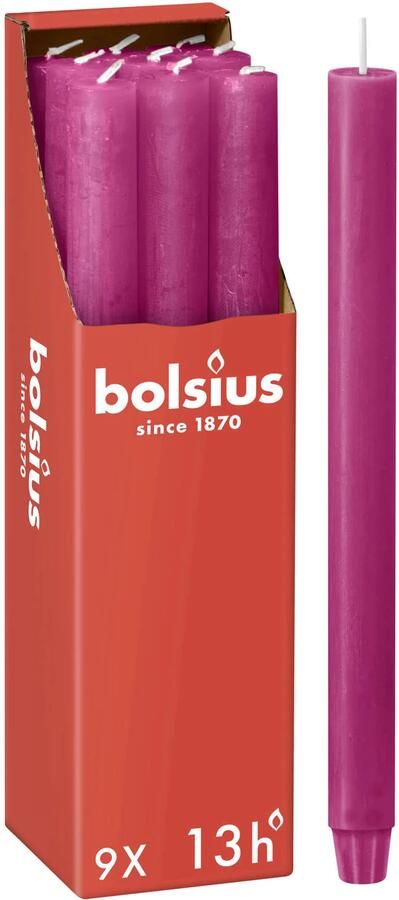 Bolsius dinerkaars Rustiek roze (Ø2 3x27 cm) (set van 9)