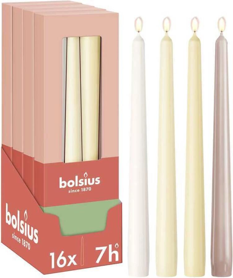 Bolsius dinerkaarsen (16 stuks) (7 branduren)