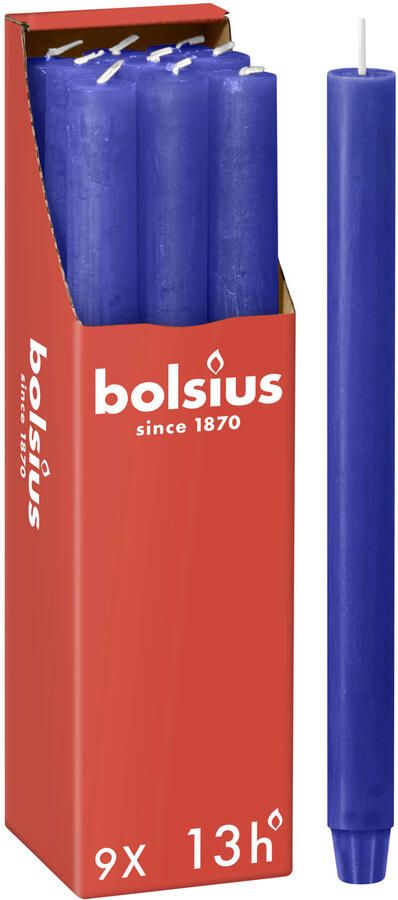 Bolsius dinerkaarsen blauw (9 stuks) (13 branduren)