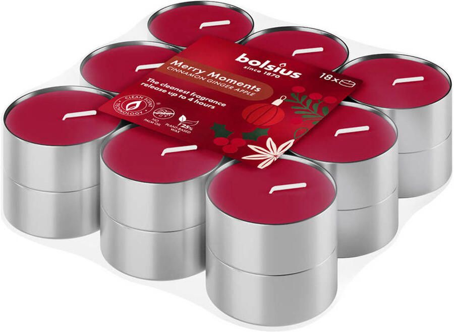 Bolsius kerst waxinelichtjes Merry Moments (4 branduren) (set van 18) - Foto 2