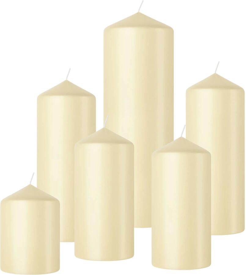 Bolsius stompkaars glanzend beige (set van 6)