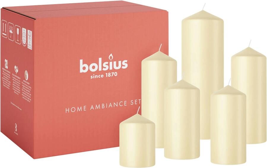 Bolsius stompkaars glanzend beige (set van 6) - Foto 3
