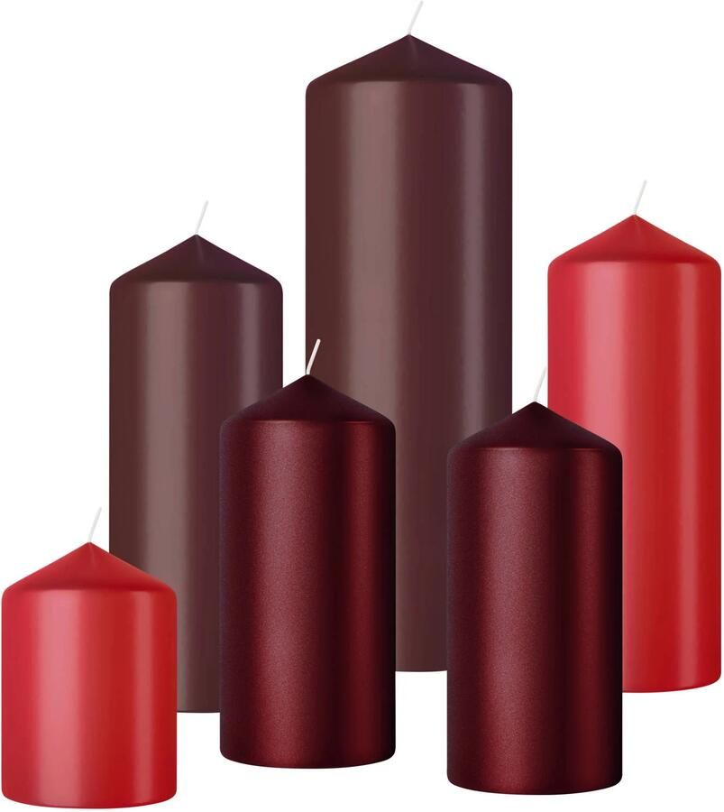Bolsius stompkaars glanzend rood (set van 6)