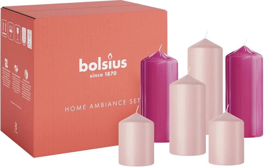Bolsius stompkaars glanzend roze (set van 6) - Foto 2