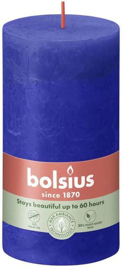 Bolsius stompkaars Rustiek blauw (set van 4)