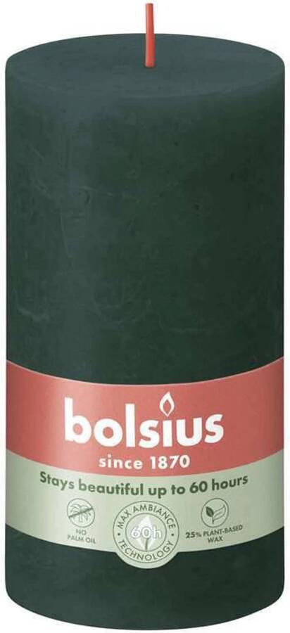 Bolsius stompkaars Rustiek groen (set van 4)