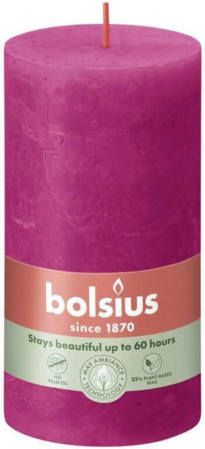 Bolsius stompkaars Rustiek roze (set van 4)