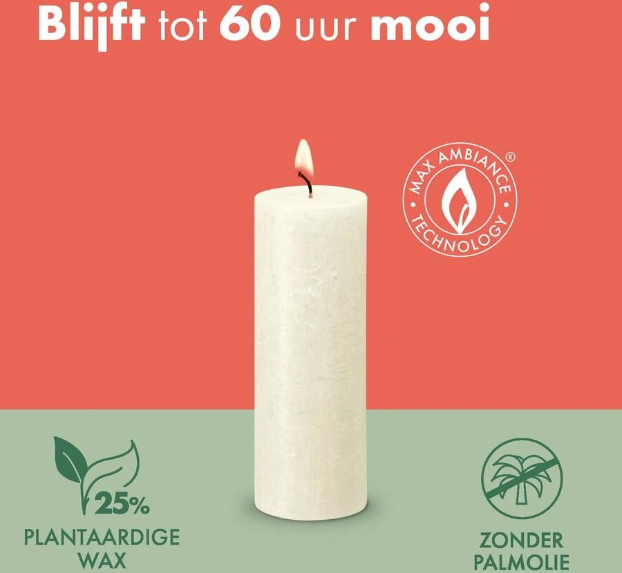 Bolsius stompkaars Rustiek roze (set van 4) - Foto 3