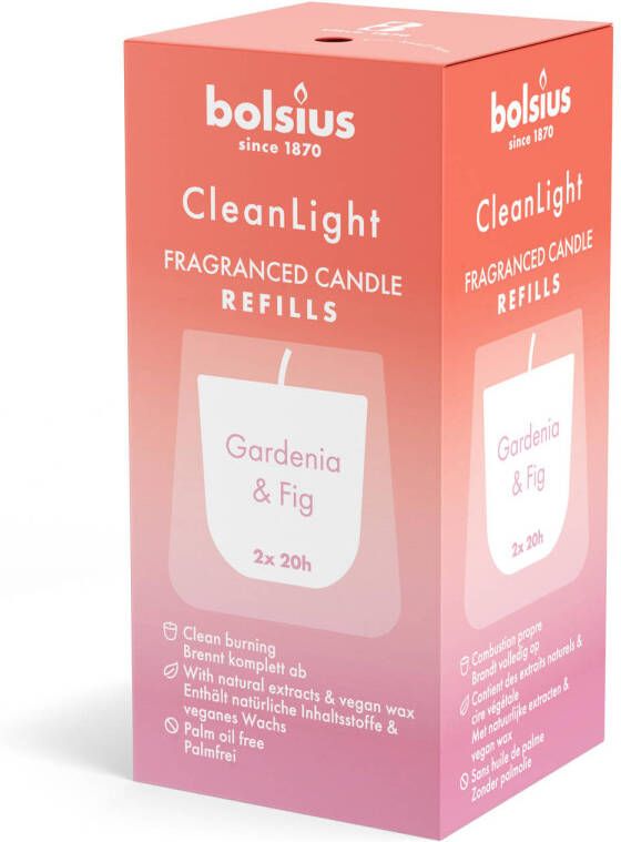 Bolsius geurkaars CleanLight Refill (set van 2)