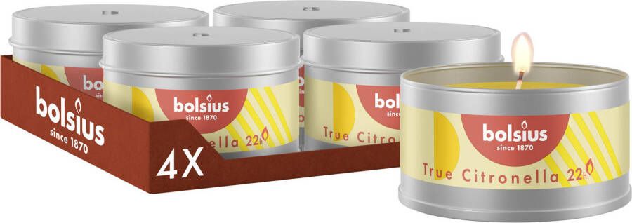 Bolsius geurkaars in blik Citronella (set van 4)