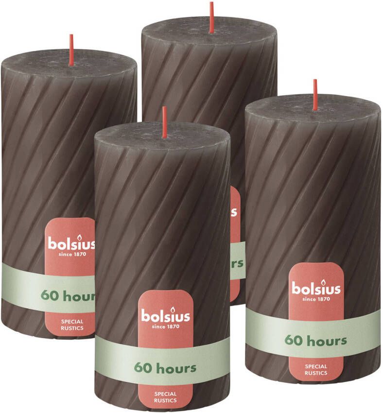 Bolsius stompkaars Rustiek gedraaid (Ø6 8x13 cm) (set van 4)