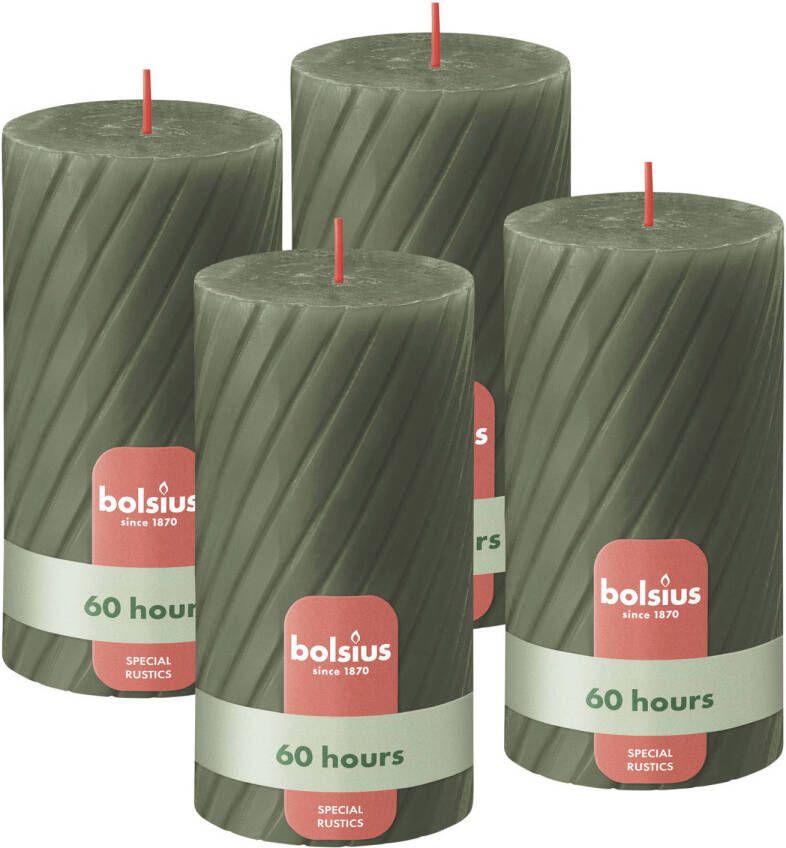 Bolsius stompkaars Rustiek gedraaid (Ø6 8x13 cm) (set van 4)