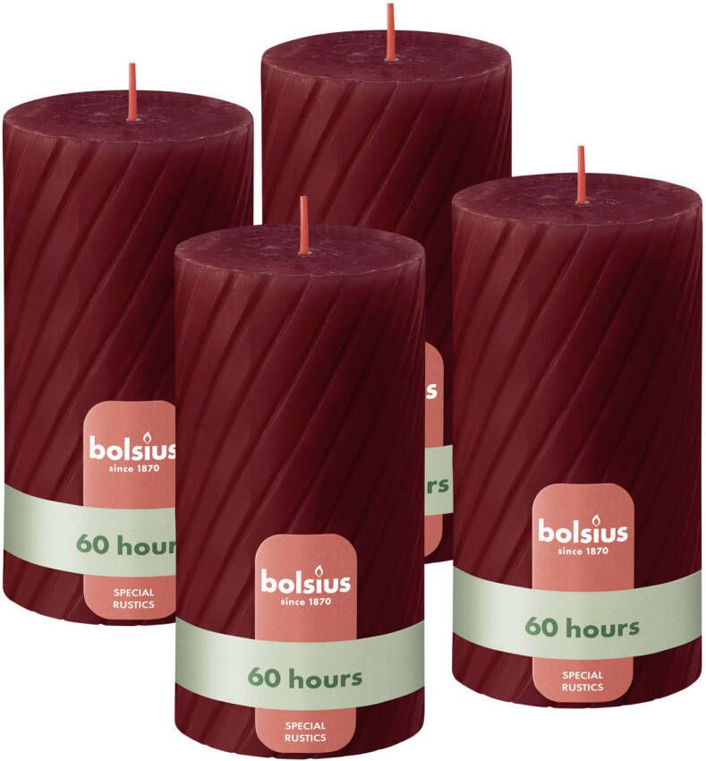 Bolsius stompkaars Rustiek gedraaid (Ø6 8x13 cm) (set van 4)