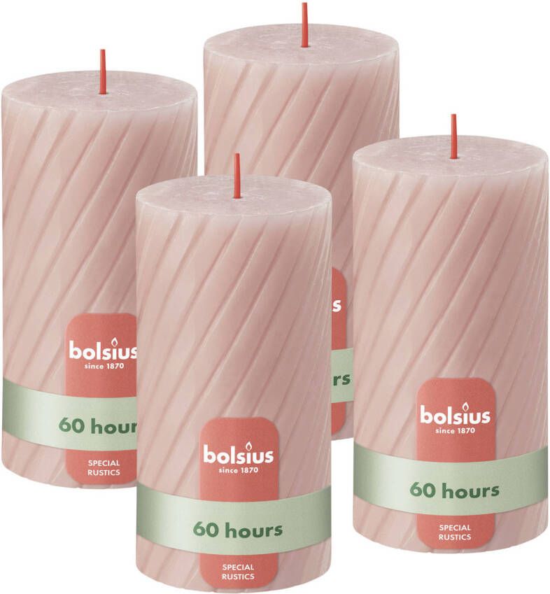Bolsius stompkaars Rustiek gedraaid (Ø6 8x13 cm) (set van 4)