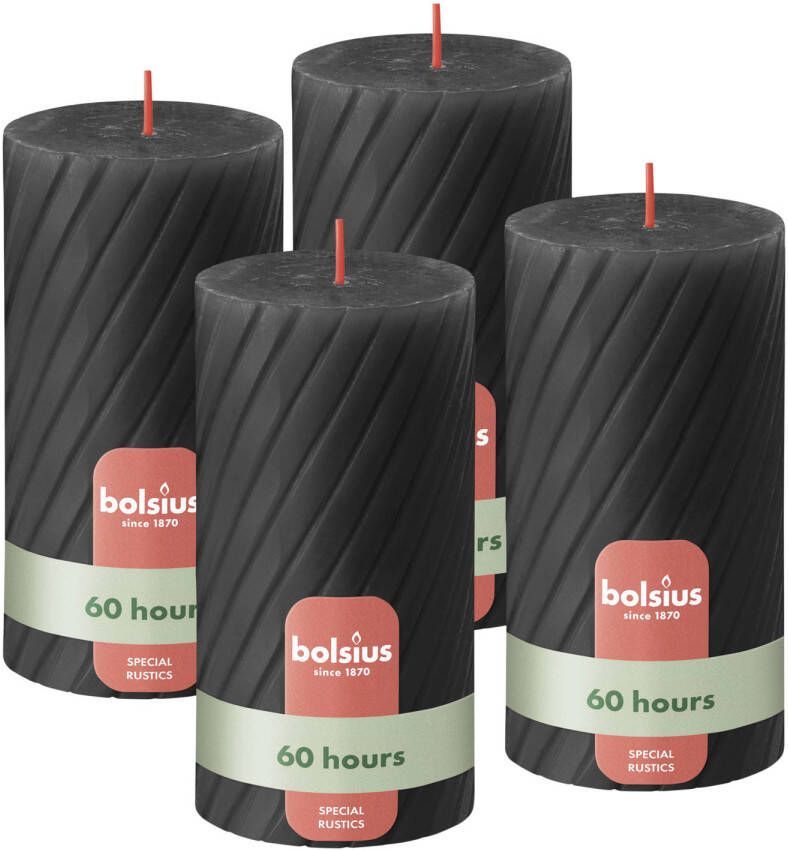 Bolsius stompkaars Rustiek gedraaid (Ø6 8x13 cm) (set van 4)