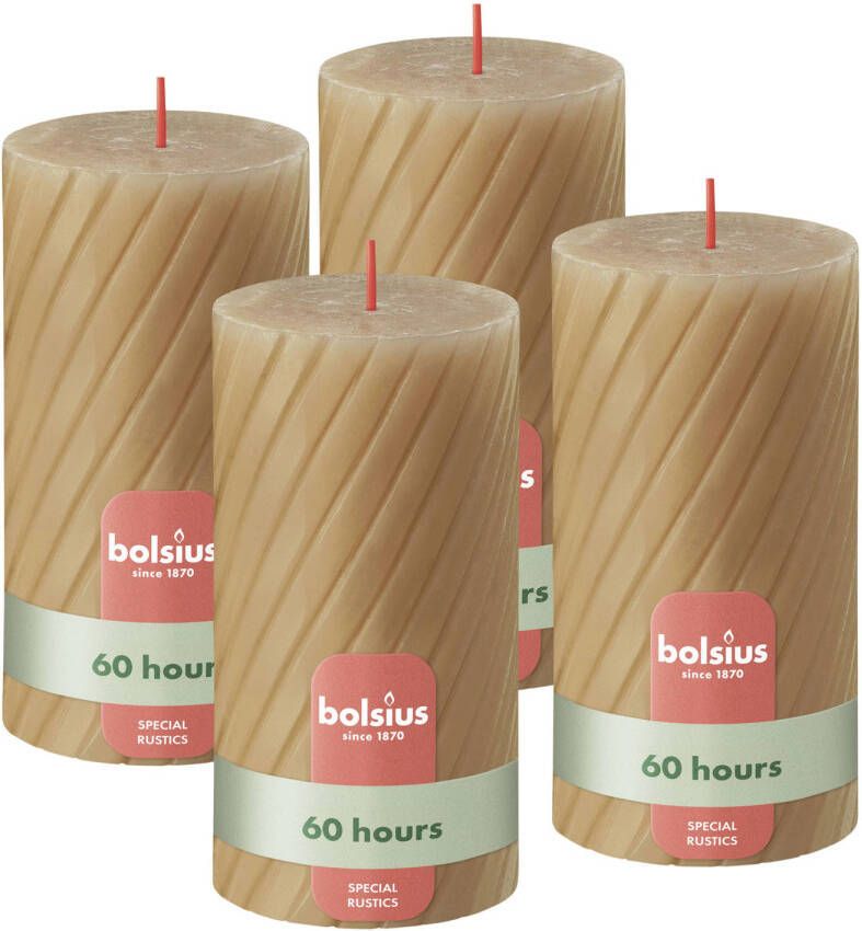 Bolsius stompkaars Rustiek gedraaid (Ø6 8x13 cm) (set van 4)