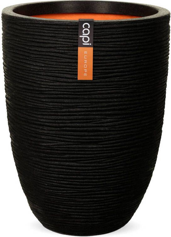 Capi Bloempot Nature Rib elegant laag 46x58 cm zwart PKBLR783