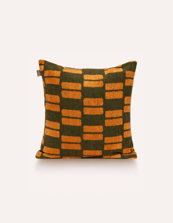 Dogguo sierkussen RETRO-BLOCK-CUSHION-GREEN ORANGE (50x50 cm)