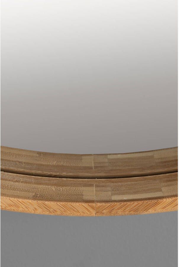 Dutchbone Caroun Spiegel| Wandspiegel Rond Groot 80x80 Hout Bruin