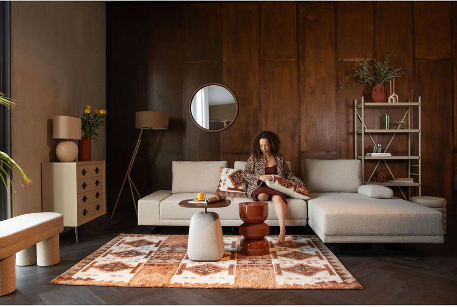 Dutchbone Gale Spiegel| Wandspiegel Rond 80 cm Hout Bruin