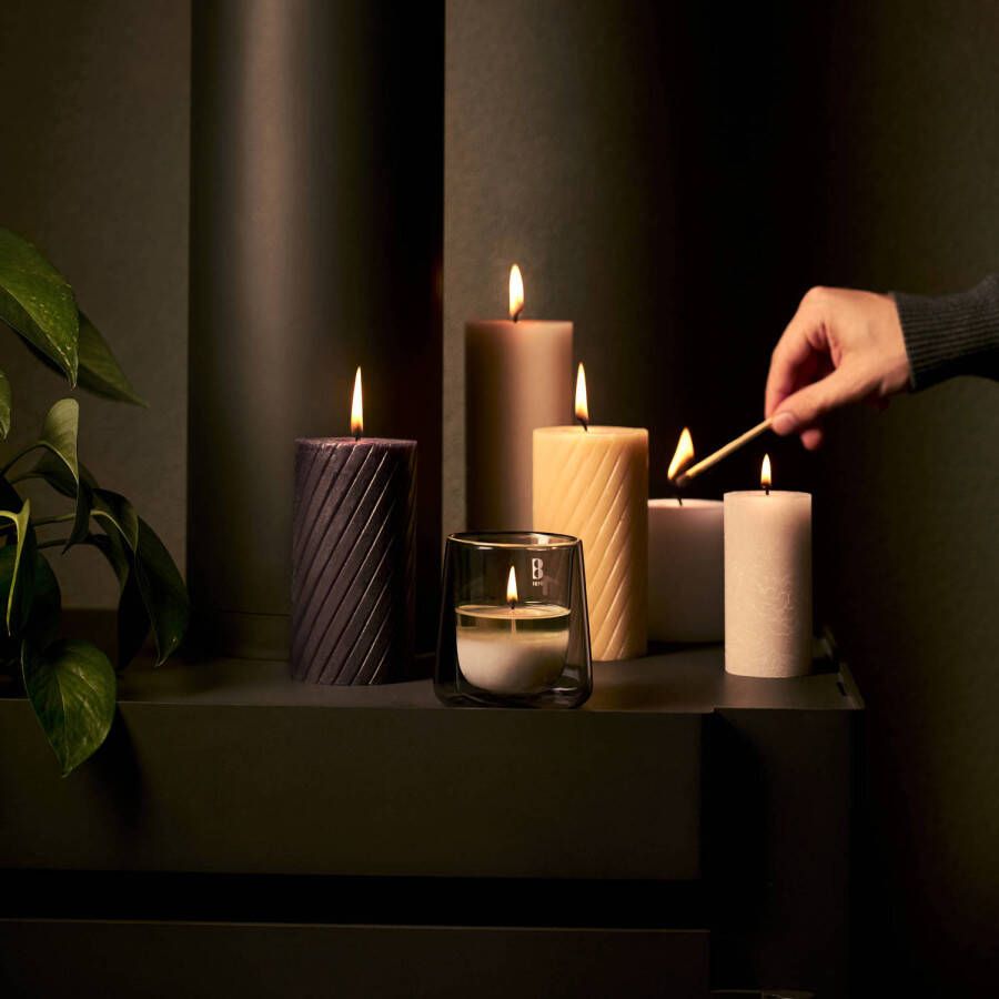 Bolsius stompkaars Rustiek gedraaid (Ø6 8x13 cm) (set van 4)