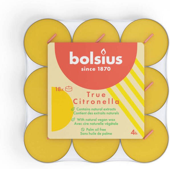 Bolsius waxinelichtjes Citronella doosje (set van 18)