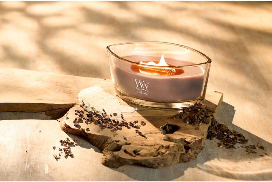 WoodWick geurkaars Patchouli Créme Ellipse