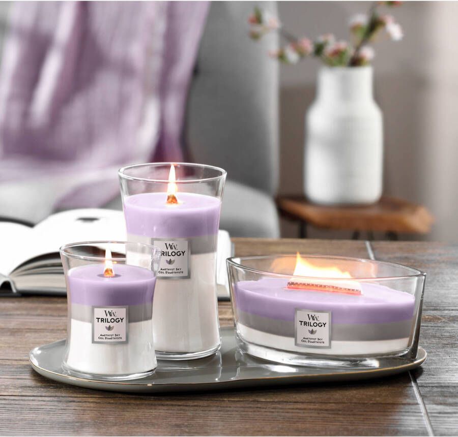 WoodWick geurkaars Trilogy Amethyst Sky Medium