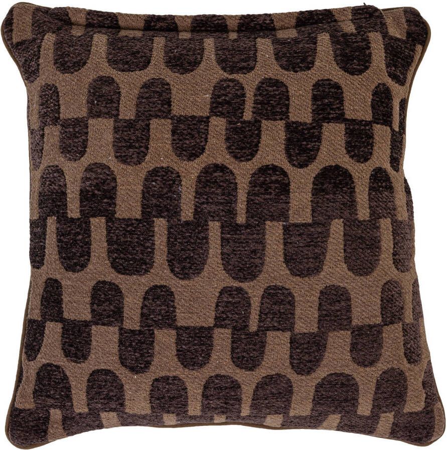 WOOOD Fayden kussenset Chenille bruin naturel (set van 3) (45x45x10 cm)