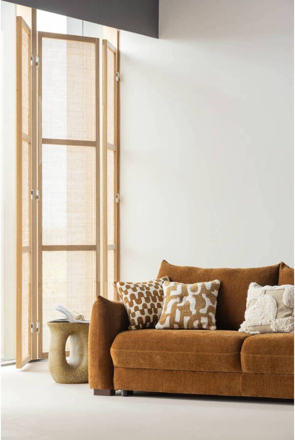 WOOOD Fayden kussenset Chenille bruin naturel (set van 3) (45x45x10 cm)