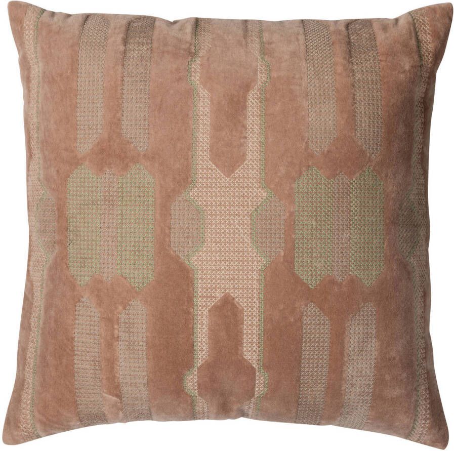 WOOOD Feis kussenset Velvet roze naturel (set van 3) (45x45x10 cm)