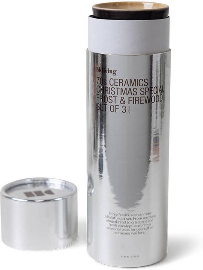 HKLIVING geurkaars 70's Christmas special Frost & Firewood (set van 3)
