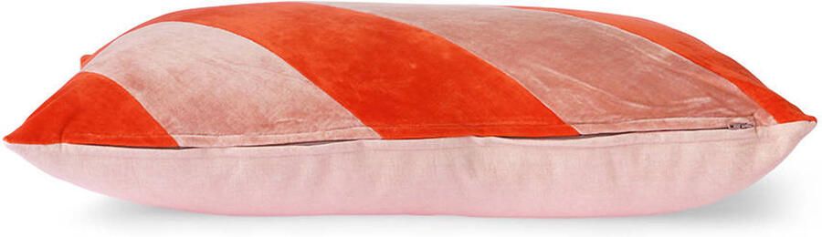 HKliving Striped Velvet Sierkussen 40 x 60 cm Rood Roze - Foto 3