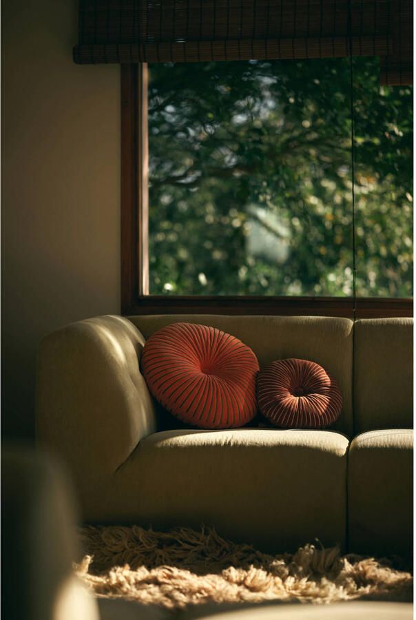 HKLIVING Round Ripple Sierkussen Ø 35 cm Burgundy