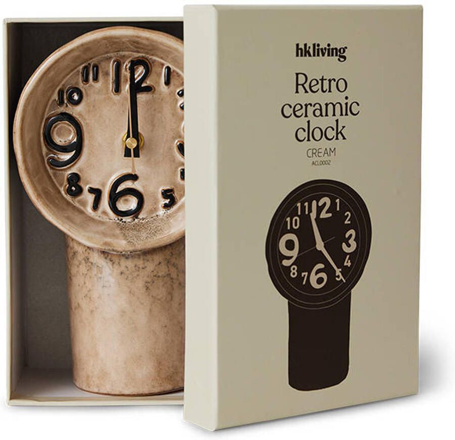 HKLIVING Retro Ceramics Tafelklok Cream