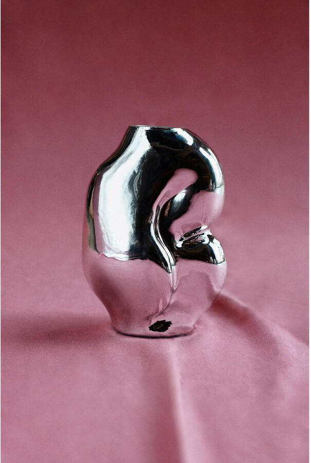 HKLIVING Gleam Glass Vaas Small Chrome