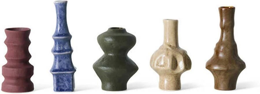 HKLIVING vaas multi aardewerk (set van 5)