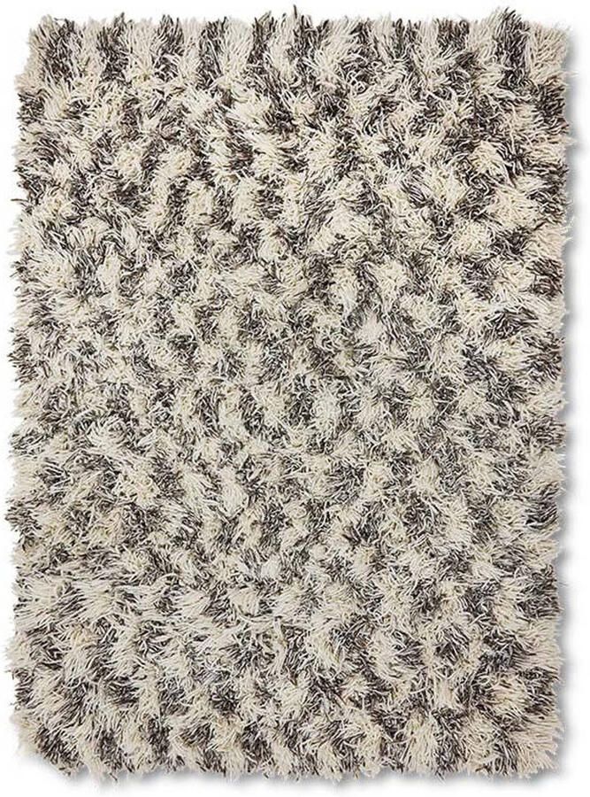 HKLIVING vloerkleed wol Shaggy crème donkerbruin (300x200 cm)