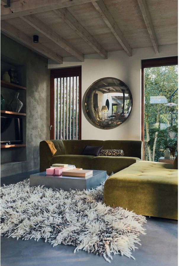 HKLIVING vloerkleed wol Shaggy crème donkerbruin (300x200 cm) - Foto 3