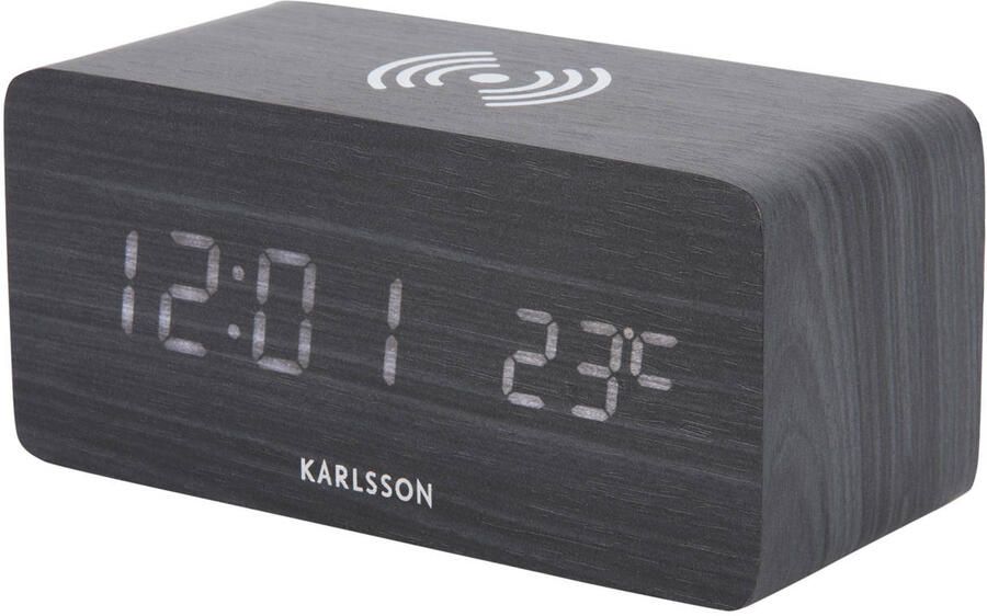 Karlsson digitale wekker Block met telefoonlader LED