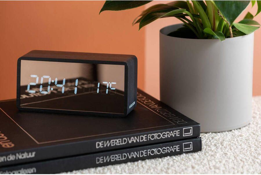 Karlsson Alarm clock Copper Mirror LED black wood veneer
