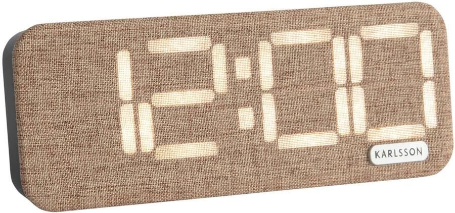 Karlsson Roanne LED wekker 17 6x3x6 6 cm mokkabruin