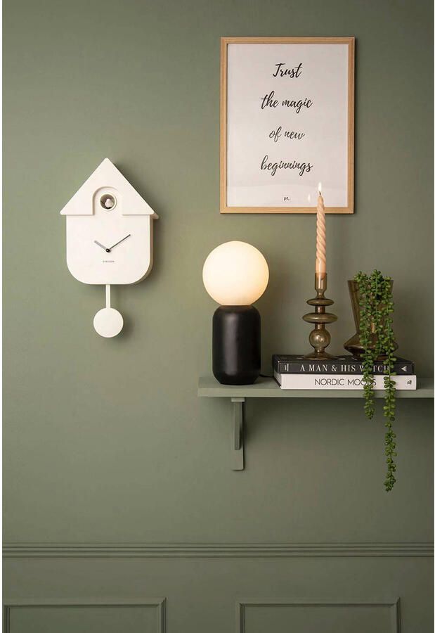 Karlsson wandklok Modern Cuckoo 41 x 21 5 cm staal wit