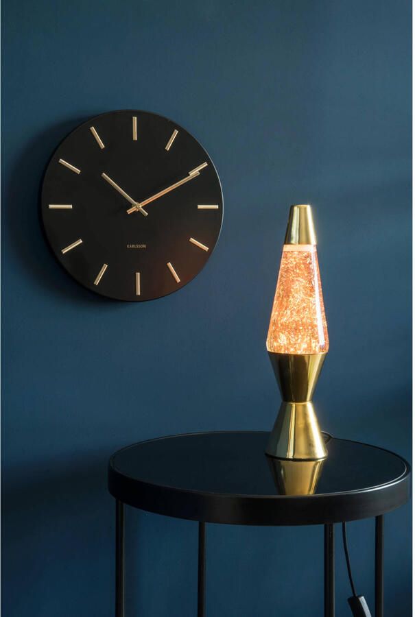 Karlsson Wandklok Charm Staal Zwart met Gouden wijzers Small Ø30cm
