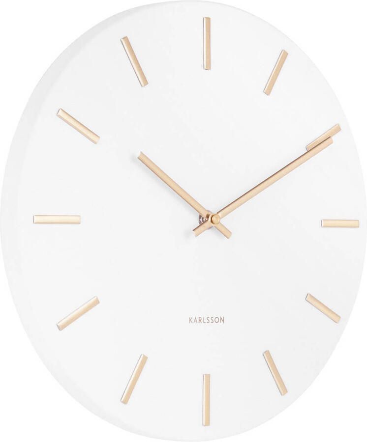 Karlsson Wandklok Charm Staal Wit met Gouden wijzers Small Ø30cm