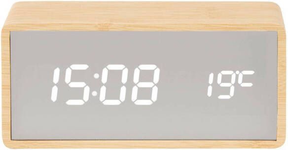 Karlsson Alarm clock Silver Mirror LED light wood veneer