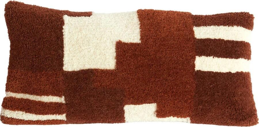 Light & Living sierkussen SYLINA crème+donker oranje+bruin (30x60 cm)