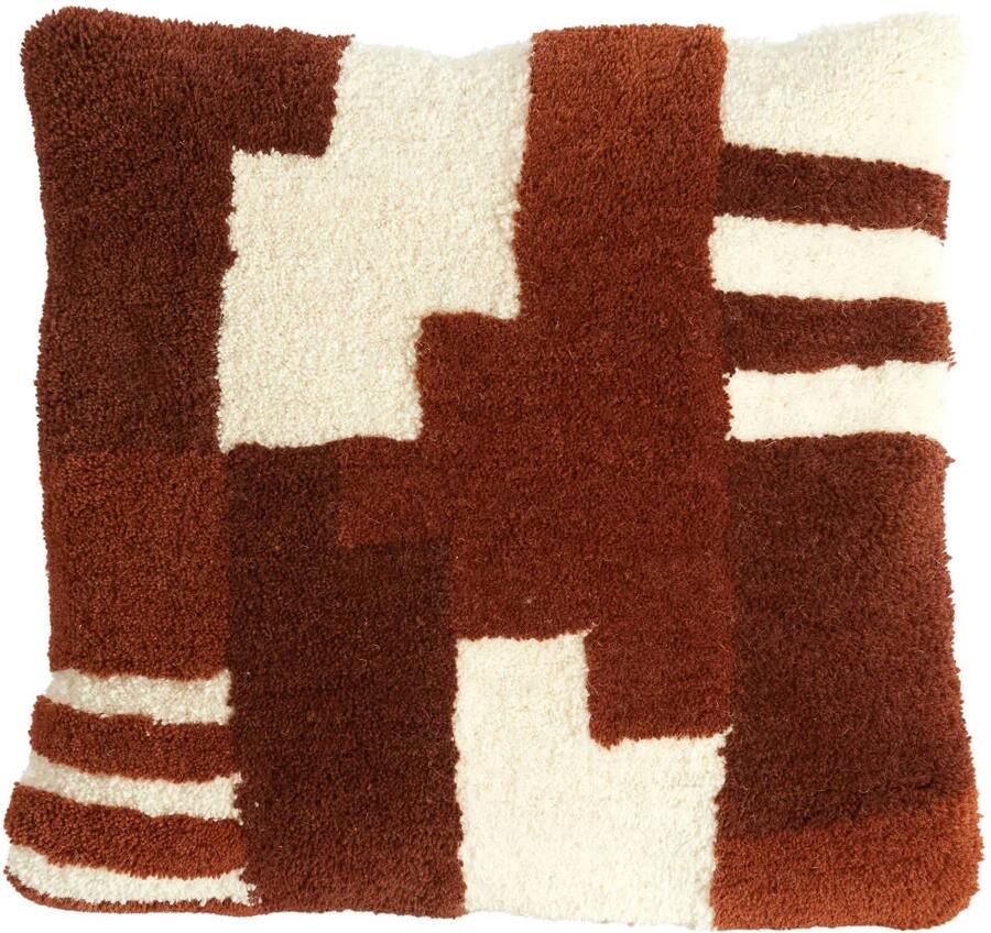 Light & Living sierkussen SYLINA crème+donker oranje+bruin (45x45 cm)